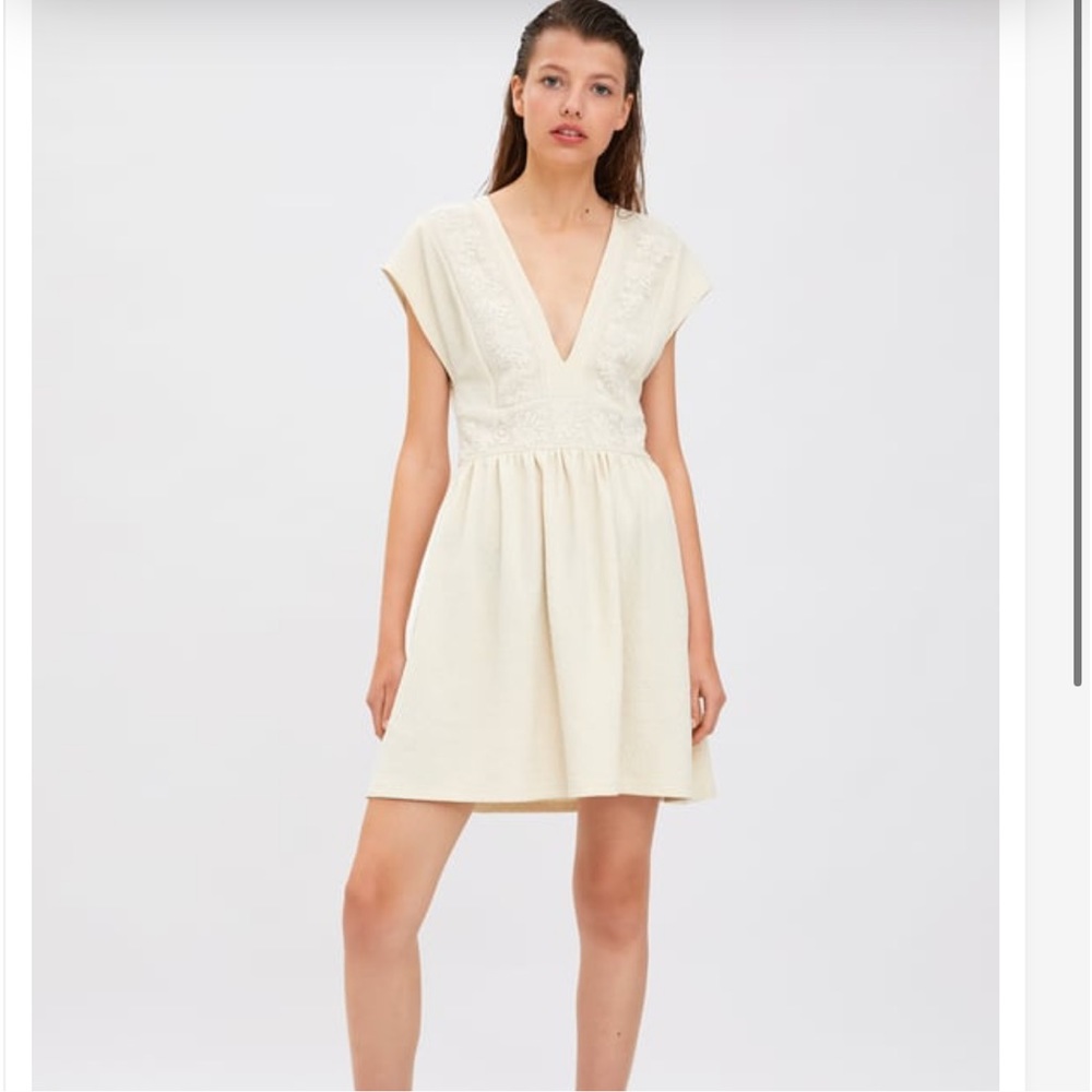 ZARA Boho, lace, deep V neck dress - M, NWT